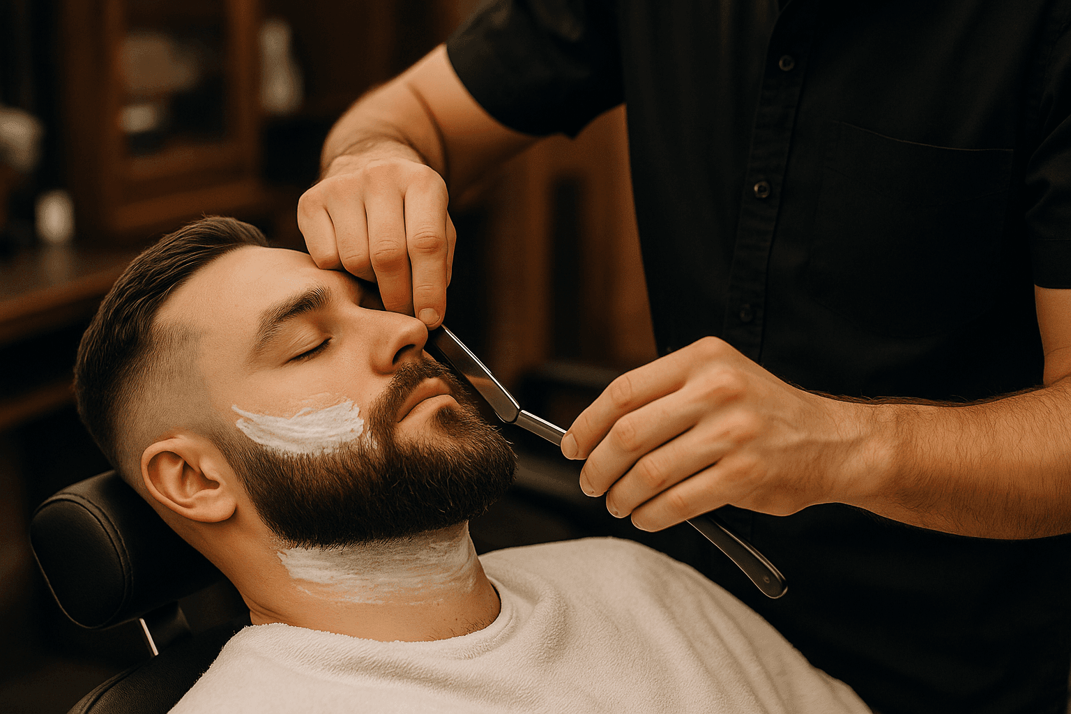 Afeitado de barba con navaja tradicional